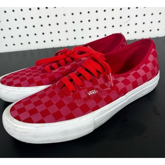 Vans Men Authentic Pro Reflective Checkerboard Red - Picture 2 of 8